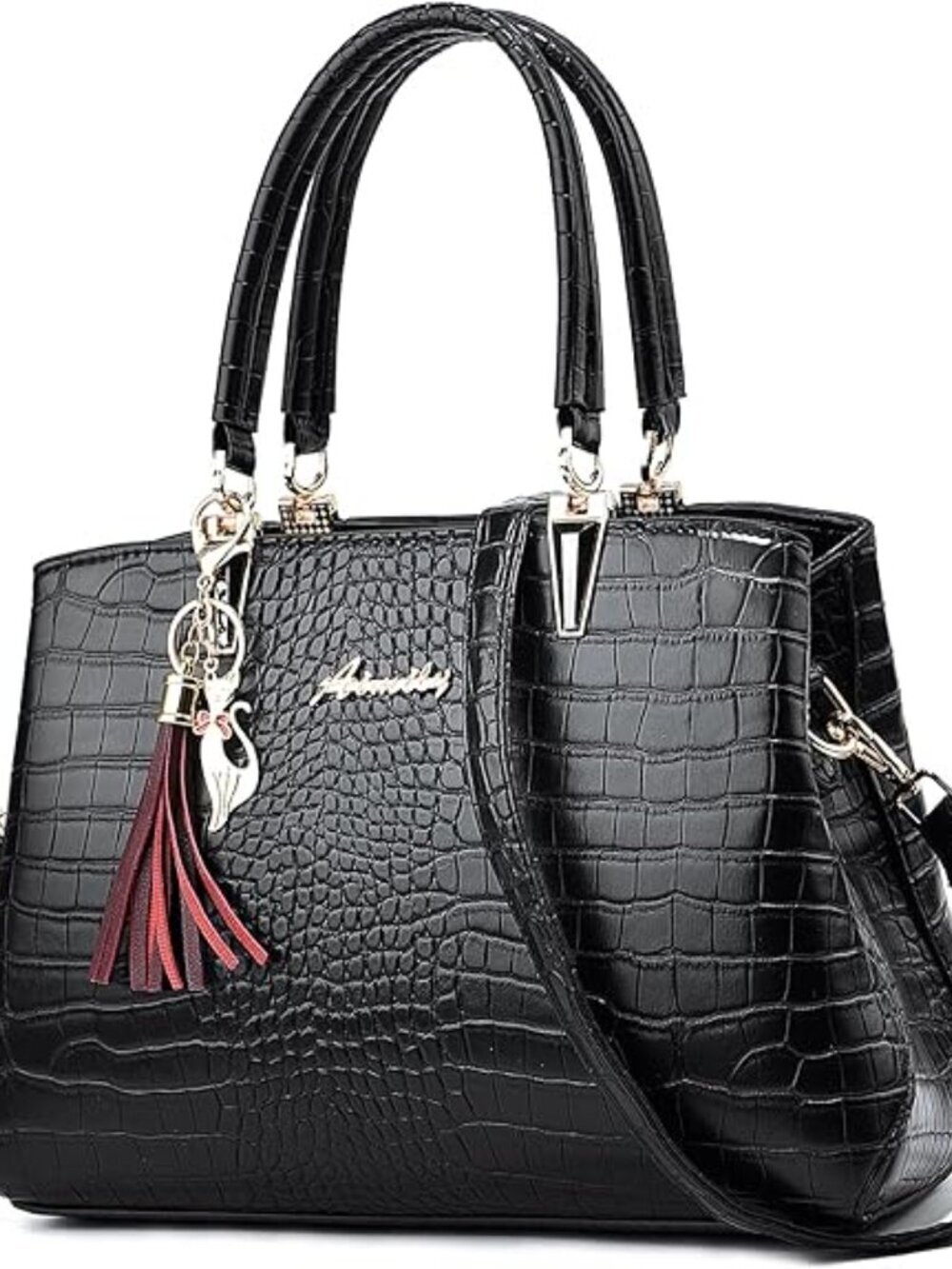 Women's 1-r-black Shoulder Bag Ladies Satchel Messenger Tote Bag Purses